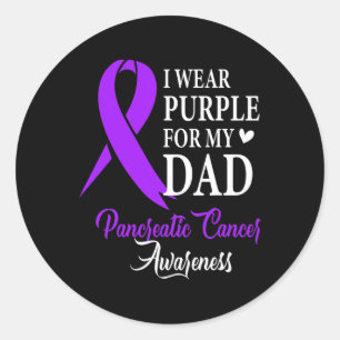 Sticker Rond Je Porte Le Violet Pour Mon Papa Tee Cancer Pancré