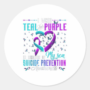 Sticker Rond Je Porte Le Violet Turquoise Pour Mon Fils Prévent
