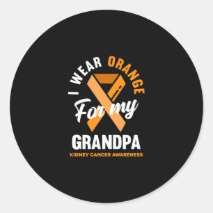Sticker Rond Je Porte L'Orange Pour Mon Grand-Père Cancer Du Re