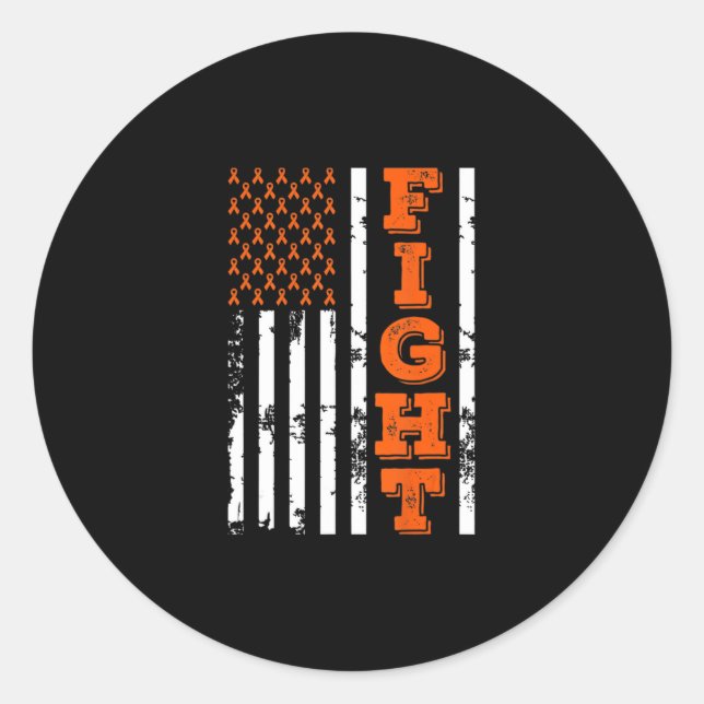 Sticker Rond Je porte Orange Combattre le cancer du rein Sensib (Devant)