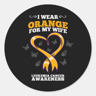 Sticker Rond Je Porte Orange Femme Leucémie Cancer Sensibilisat