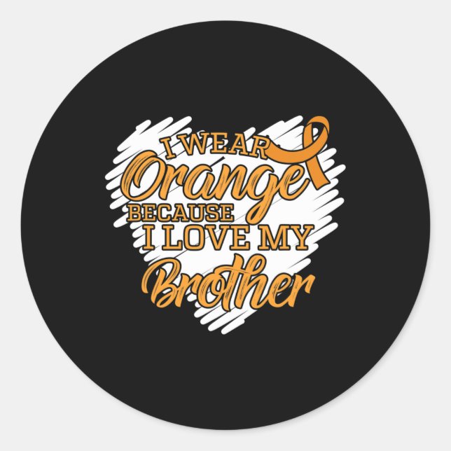 Sticker Rond Je Porte Orange Parce Que J'Aime Mon Frère (Devant)
