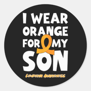 Sticker Rond Je porte orange pour mon fils leucémie cancer du s