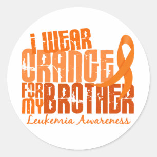 Sticker Rond Je Porte Orange Pour Mon Frère 6.4 Leucémie