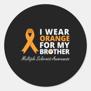 Sticker Rond Je Porte Orange Pour Mon Frère Ms Awareness Ruban