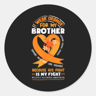 Sticker Rond Je porte orange pour mon frère sclérose en plaques