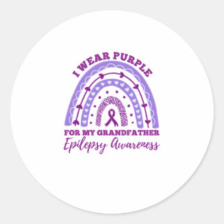 Sticker Rond Je Porte Purple Grand-Père Epilepsie Conscience