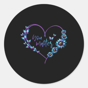 Sticker Rond Je Porte Suicide Turquoise Et Violet Sensibilisati