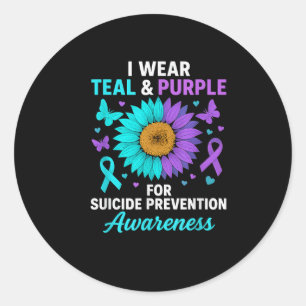 Sticker Rond Je Porte Turquoise &amp; Purple Pour La Prévention