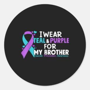Sticker Rond Je Porte Turquoise & Purple Pour Mon Frère Sui