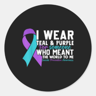 Sticker Rond Je Porte Turquoise & ; Purple Pour Quelqu'Un Qu