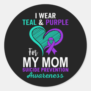 Sticker Rond Je Porte Turquoise Et Violet En Mémoire Du Suicide