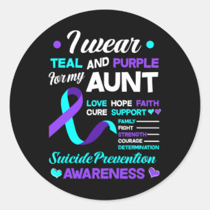 Sticker Rond Je Porte Turquoise Et Violet Pour Ma Tante Suicide