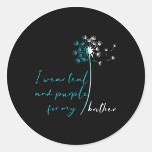Sticker Rond Je Porte Turquoise Et Violet Pour Mon Frère Suicid