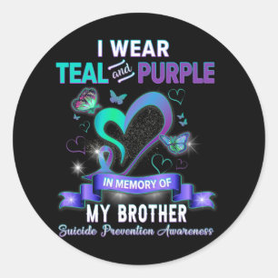 Sticker Rond Je Porte Turquoise Et Violet Pour Mon Frère Suicid
