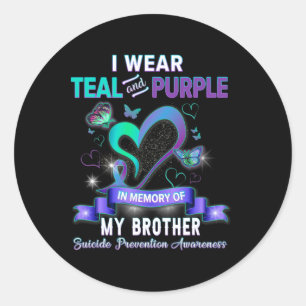 Sticker Rond Je Porte Turquoise Et Violet Pour Mon Frère Suicid