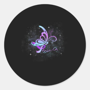 Sticker Rond Je Porte Turquoise Et Violet Pour Quelqu'Un Que J'