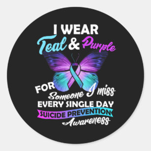 Sticker Rond Je Porte Turquoise Et Violet Pour Quelqu'Un Que Je