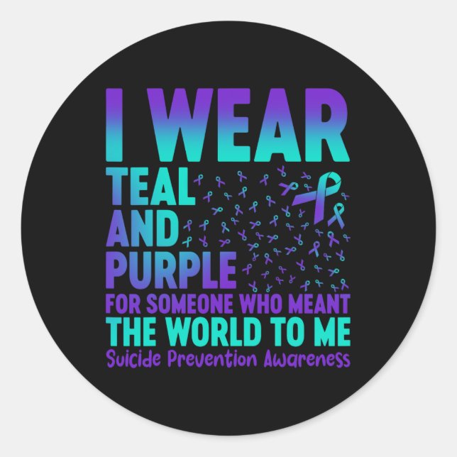 Sticker Rond Je Porte Turquoise Et Violet Pour Quelqu'Un Qui Ve (Devant)