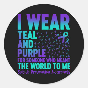 Sticker Rond Je Porte Turquoise Et Violet Pour Quelqu'Un Qui Ve