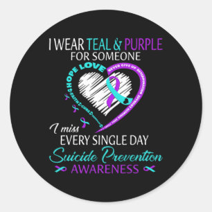 Sticker Rond Je Porte Turquoise Et Violet Pour Quelqu'Un Suicid