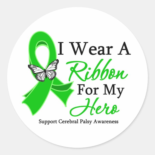 Sticker Rond Je Porte Un Ruban Pour Ma Peste Cérébrale HERO (Devant)