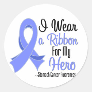 Sticker Rond Je porte un ruban pour mon héros - Cancer de l'est