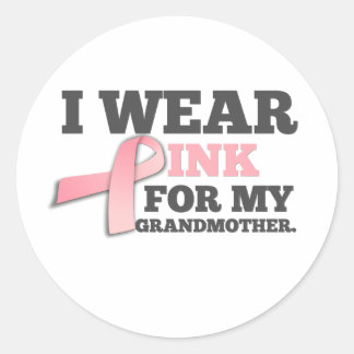 Sticker Rond JE PORTE UNE ROSE POUR MA GRAND-MÈRE Cancer du sei