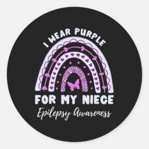 Sticker Rond Je Porte Violet Pour Ma Nièce Epilepsie Sensibilis