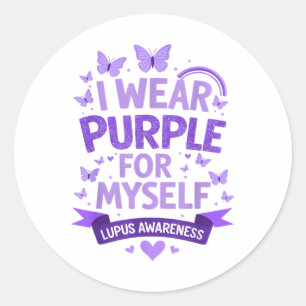 Sticker Rond Je Porte Violet Pour Moi Soutenir Lupus Sensibilis