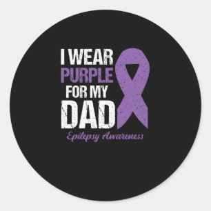 Sticker Rond Je Porte Violet Pour Papa Epilepsie Sensibilisatio