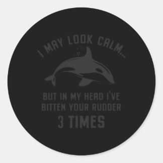 Sticker Rond Je Pourrais Avoir L'Air Calme Orca Whale Orca Atta