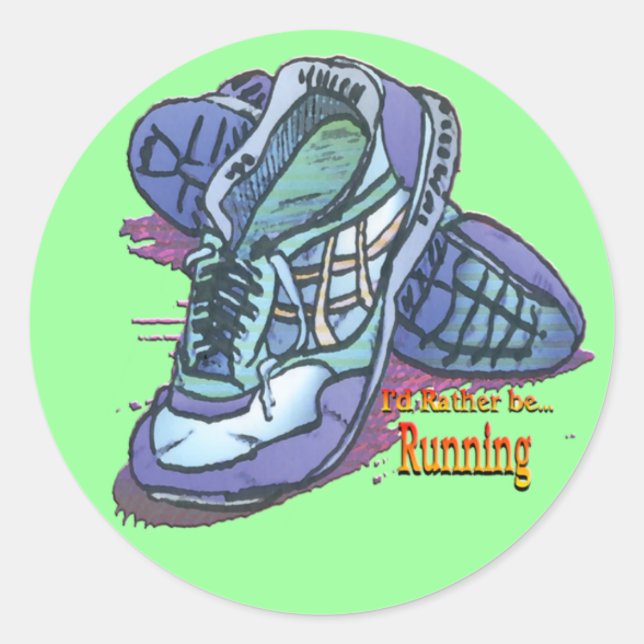 Sticker Rond Je préfère courir - Basket (Devant)