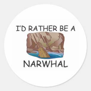 Sticker Rond Je préfère être un Narwhal