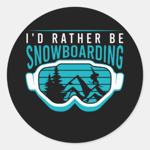 Sticker Rond je préfère faire du snowboard