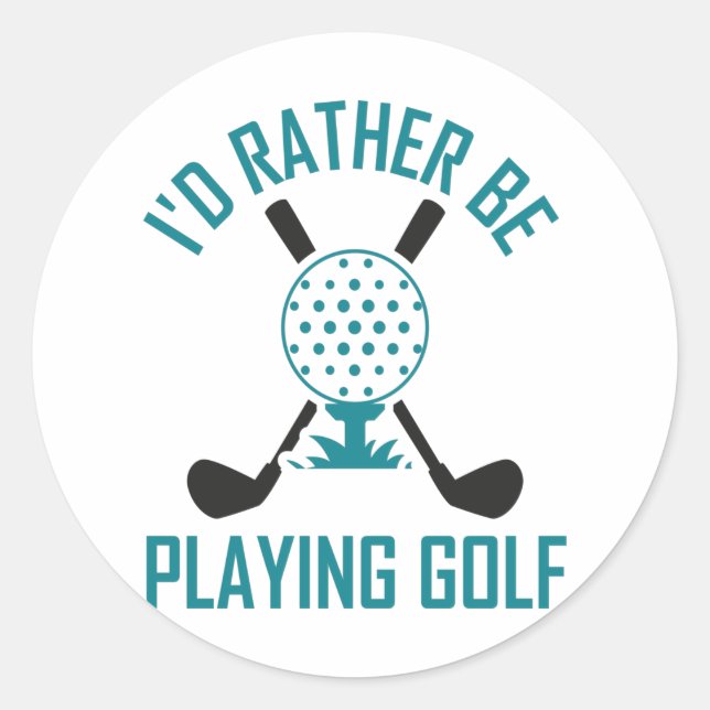 Sticker Rond Je Préfère Jouer Au Golf (Devant)