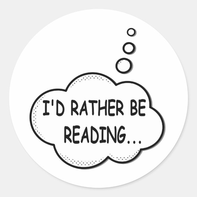 Sticker Rond Je préfère lire (Devant)