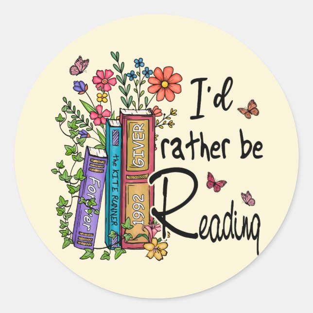 Sticker Rond Je préfère lire (Devant)