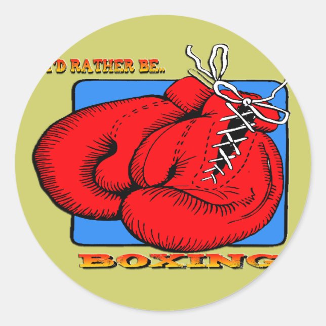 Sticker Rond Je préférerais être en boxe (Devant)