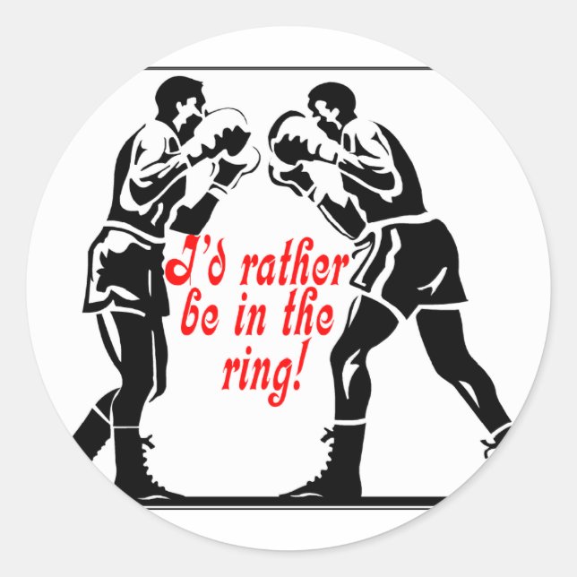 Sticker Rond Je préférerais être en boxe (Devant)