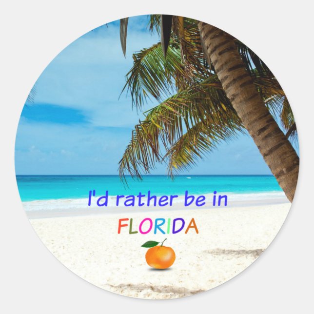 Sticker Rond Je préférerais être en Floride (Devant)