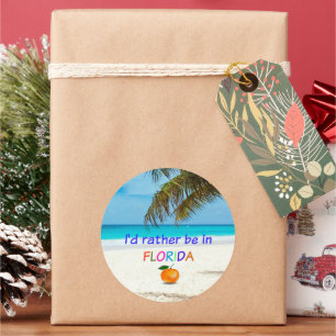 Sticker Rond Je préférerais être en Floride (ensoleillée)