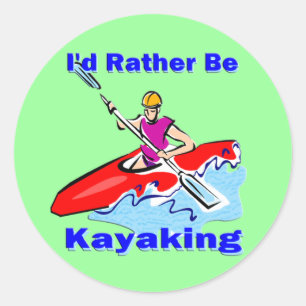 Sticker Rond Je préférerais être Kayak 1