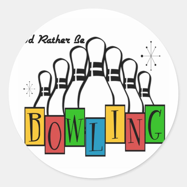 Sticker Rond Je Préférerais Faire Du Bowling (Devant)