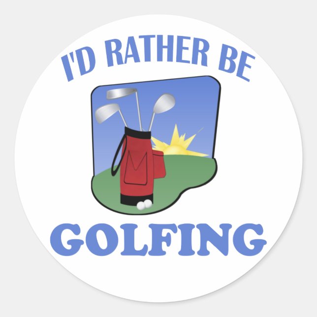 Sticker Rond Je Préférerais Faire Du Golf (Devant)
