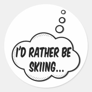 Sticker Rond Je Préférerais Skier