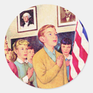 Sticker Rond Je promets l'allégeance au drapeau