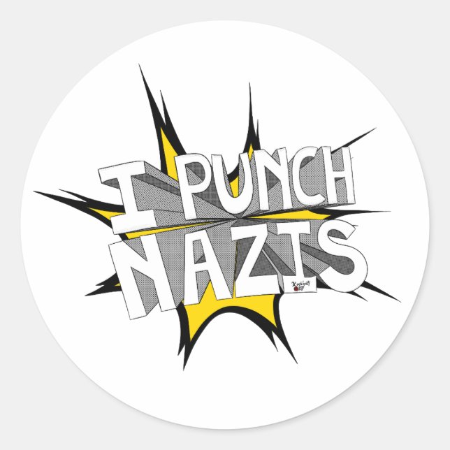 STICKER ROND JE PUNCH NAZIS (Devant)
