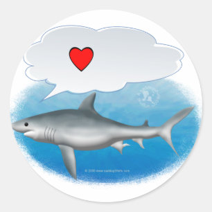 Sticker Rond "Je requin parlant de coeur"