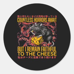 Sticker Rond Je Reste Fidèle Au Fromage Vintage Japonais R
